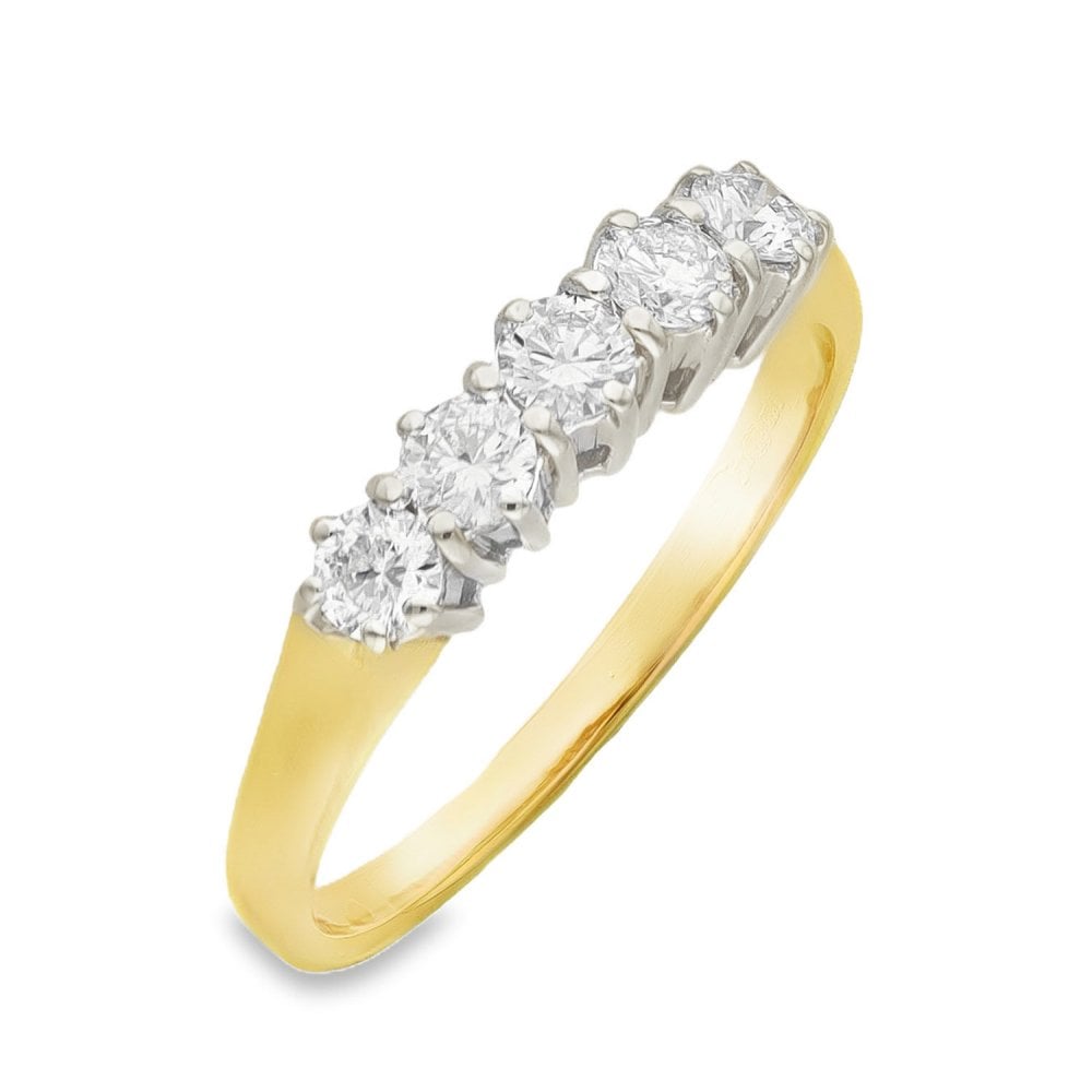 18ct Yellow Gold Diamond Half-Eternity Ring - Size M½ - 0.40ct