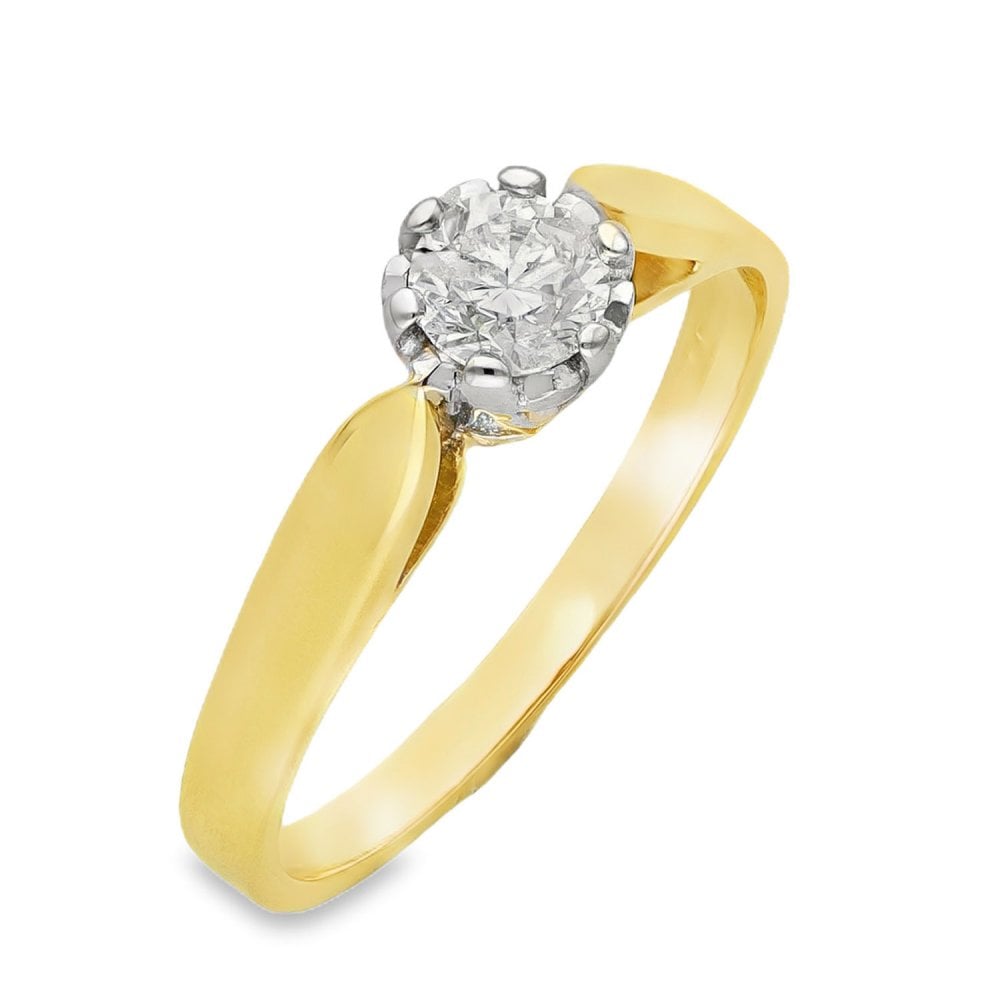 18ct Yellow Gold Diamond Solitaire Engagement Ring - 0.40ct