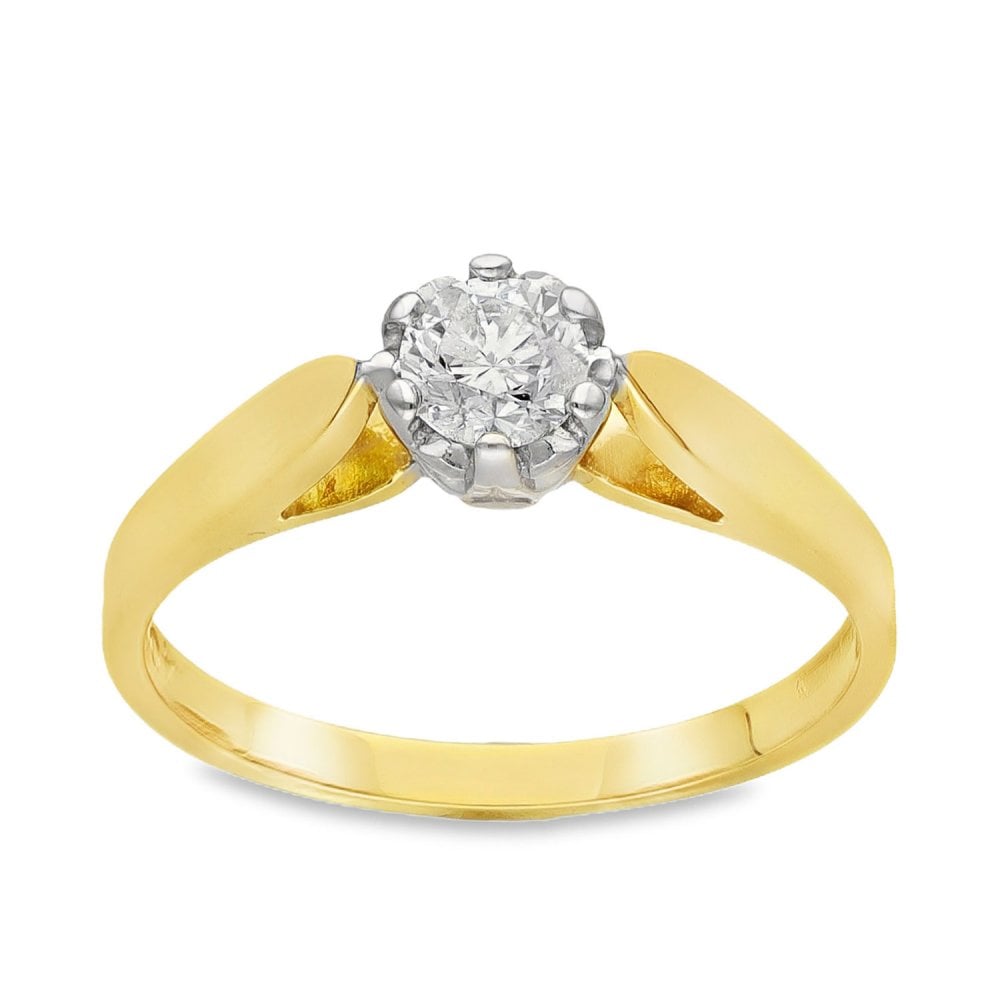 18ct Yellow Gold Diamond Solitaire Engagement Ring - 0.40ct