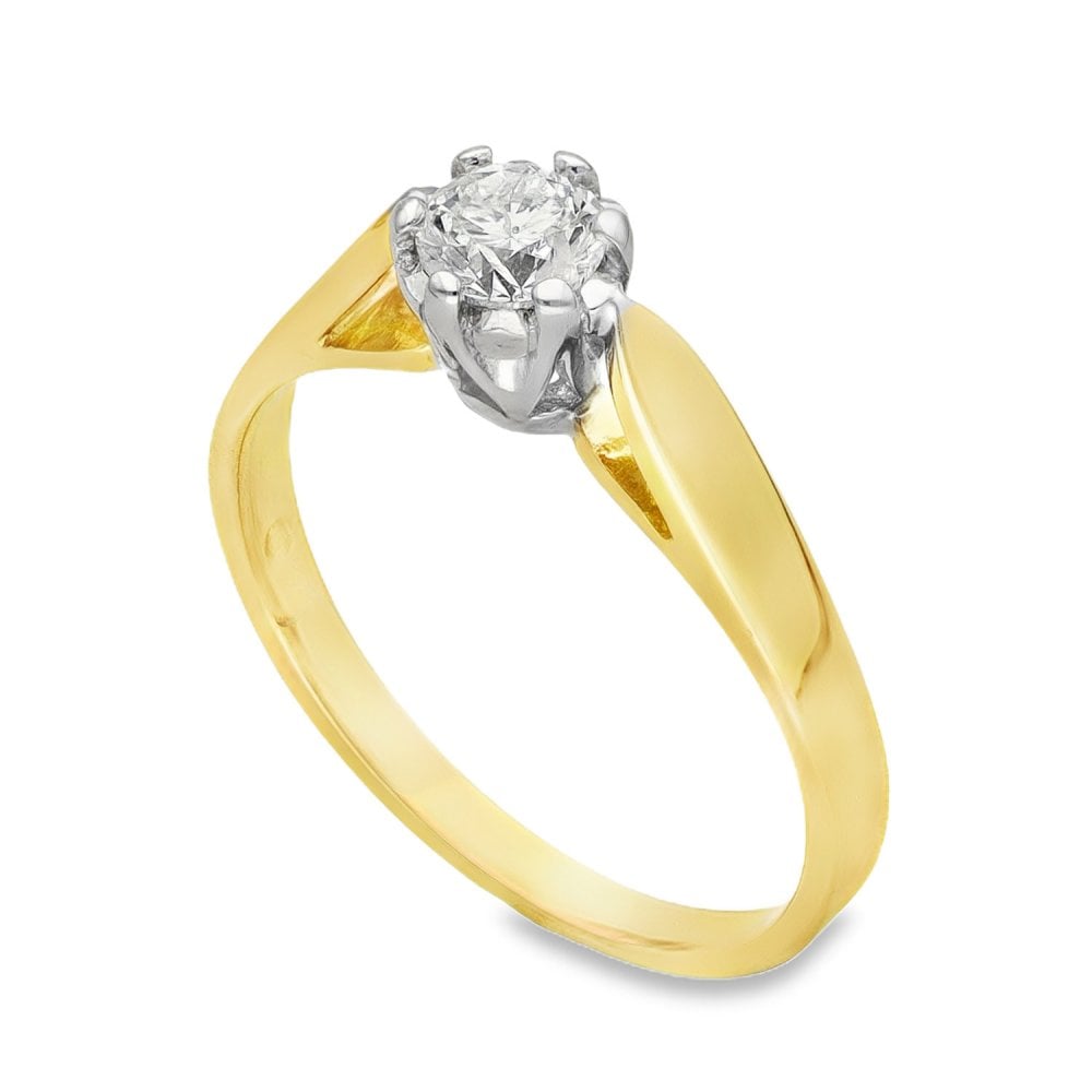 18ct Yellow Gold Diamond Solitaire Engagement Ring - 0.40ct