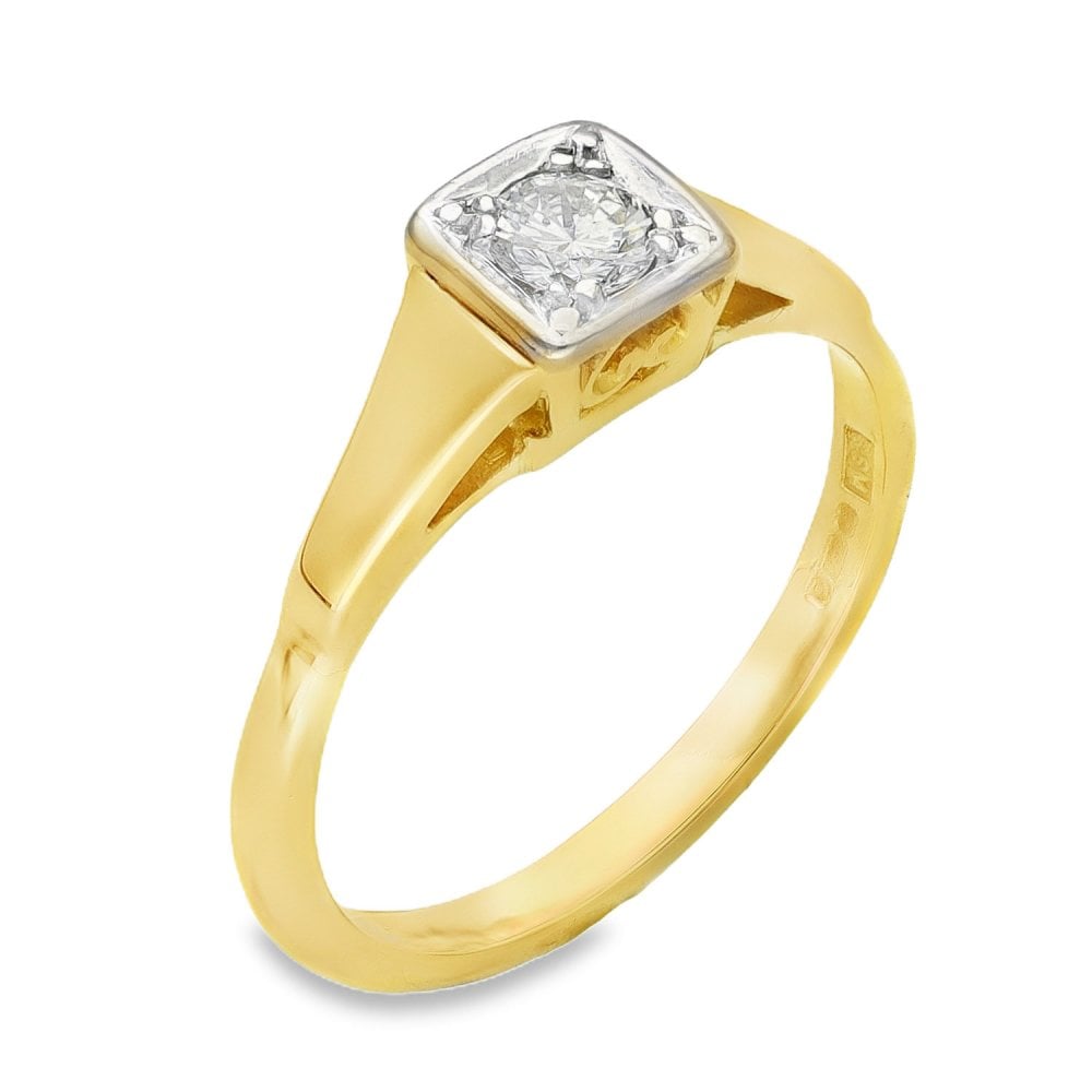 18ct Yellow Gold Diamond Engagement Ring - Size N - 0.25ct