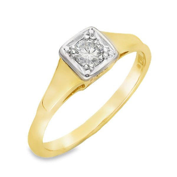 18ct Yellow Gold Diamond Engagement Ring - Size N - 0.25ct