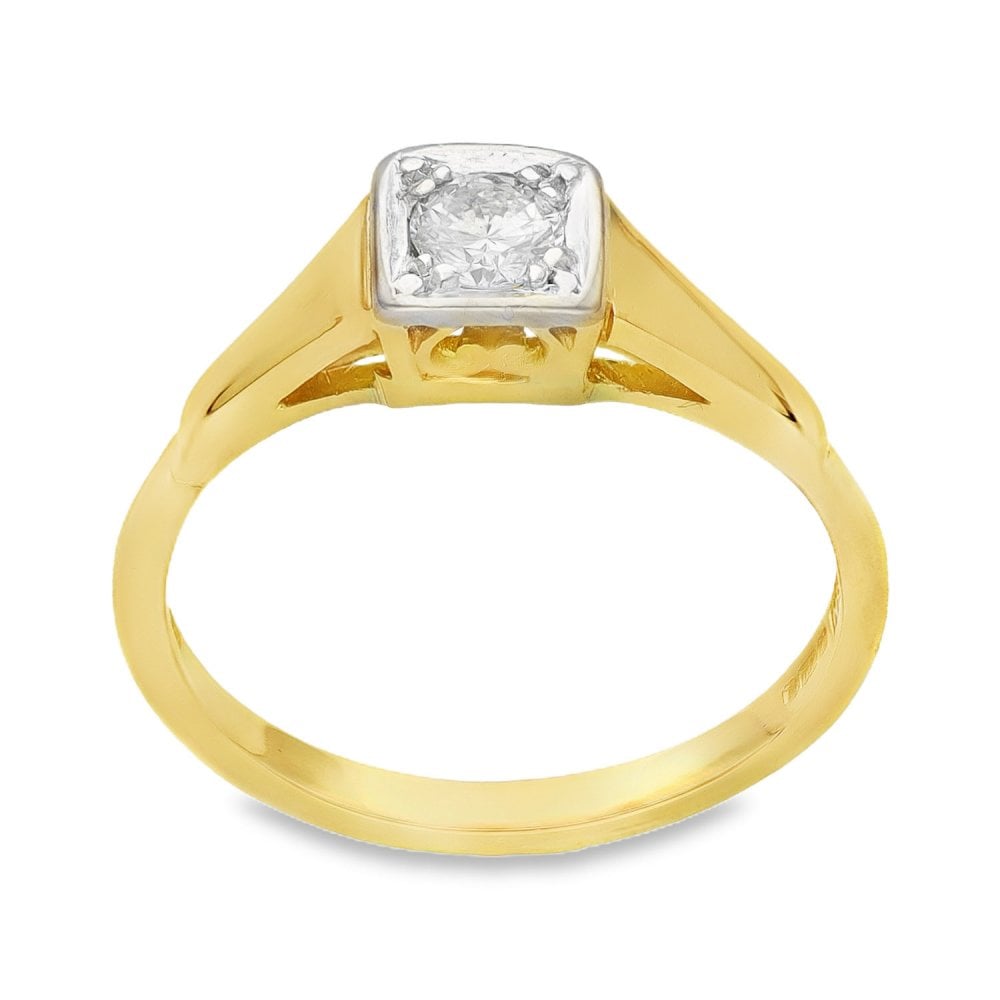 18ct Yellow Gold Diamond Engagement Ring - Size N - 0.25ct