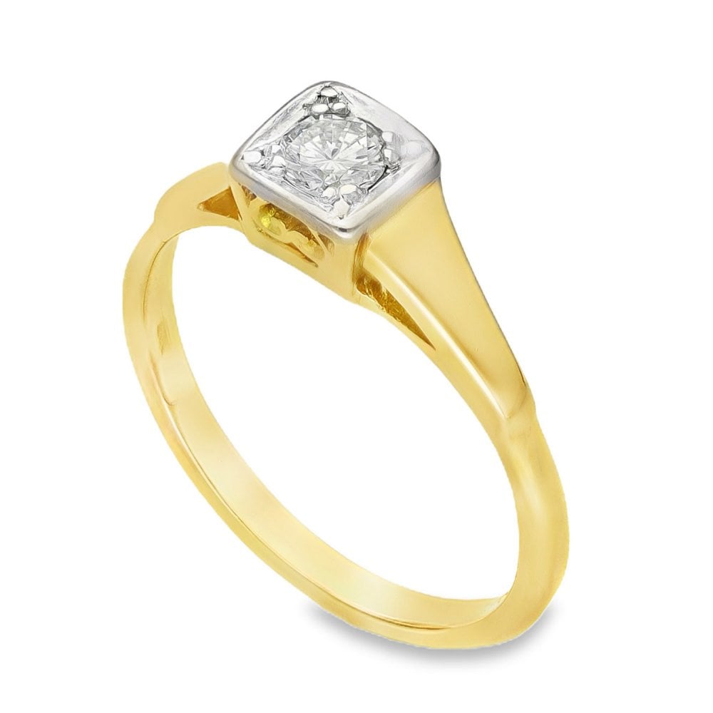 18ct Yellow Gold Diamond Engagement Ring - Size N - 0.25ct