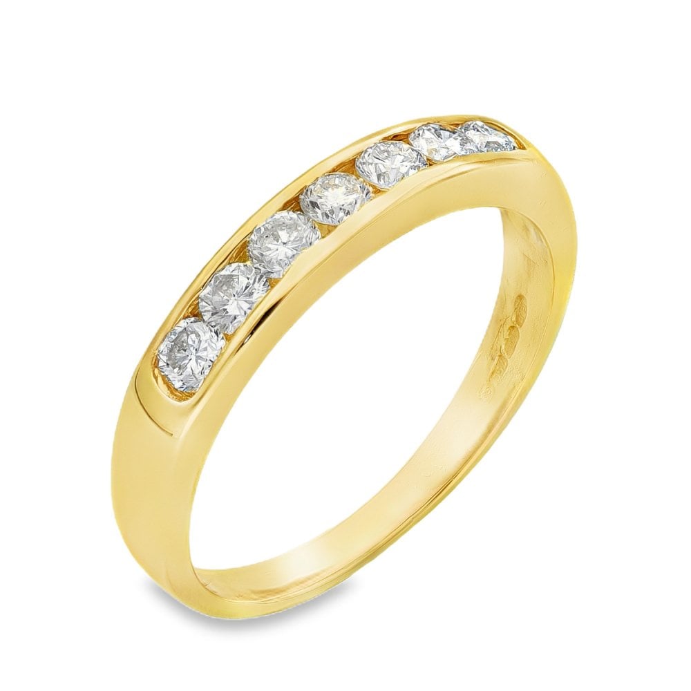 18ct Yellow Gold Diamond Half-Eternity Ring - Size S½ - 0.75ct