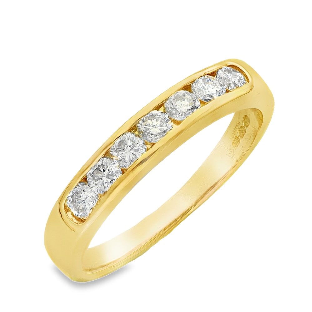 18ct Yellow Gold Diamond Half-Eternity Ring - Size S½ - 0.75ct