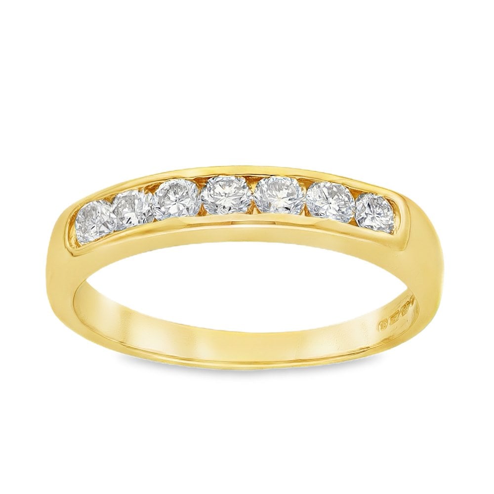 18ct Yellow Gold Diamond Half-Eternity Ring - Size S½ - 0.75ct