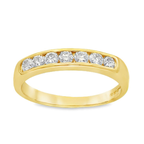 18ct Yellow Gold Diamond Half-Eternity Ring - Size S½ - 0.75ct