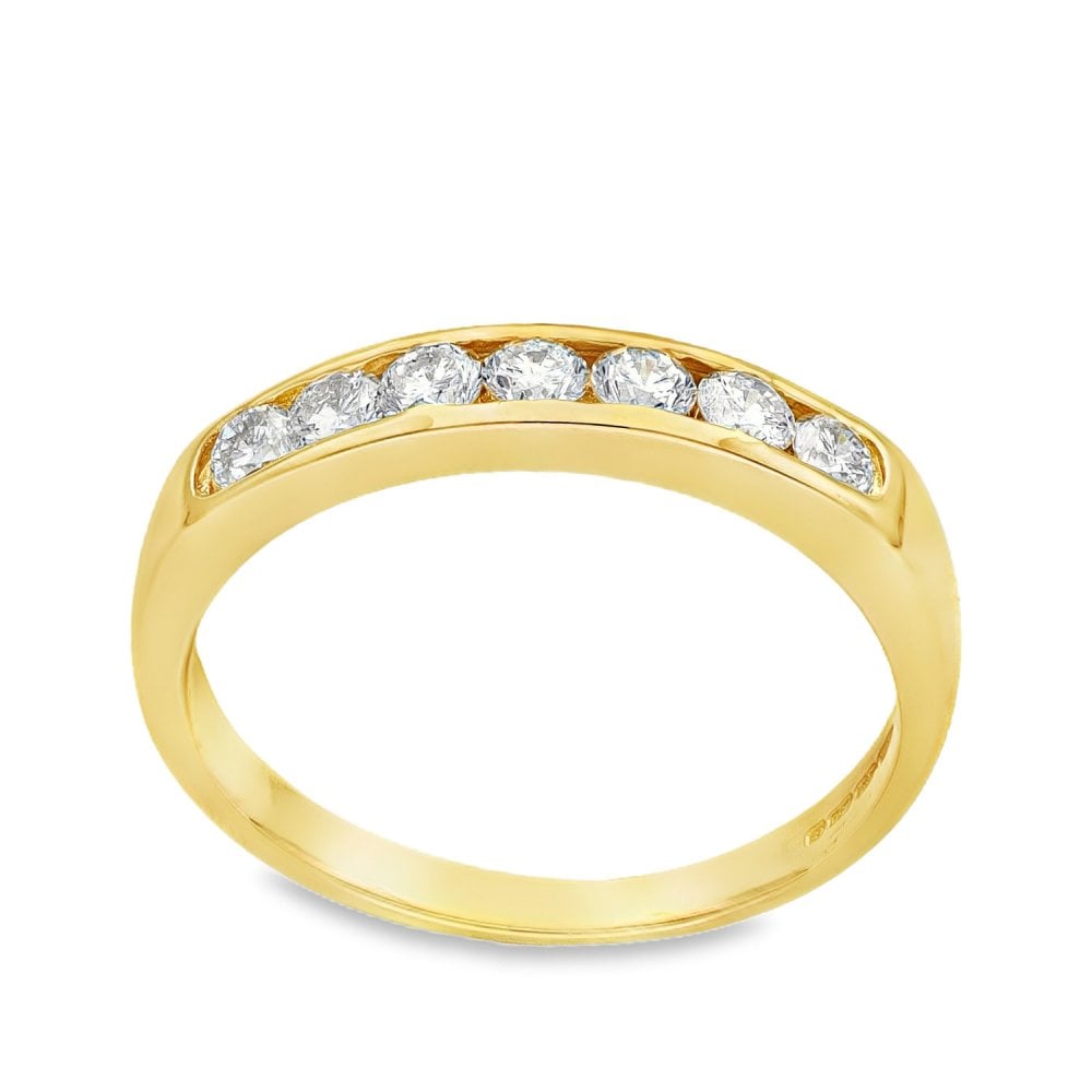 18ct Yellow Gold Diamond Half-Eternity Ring - Size S½ - 0.75ct