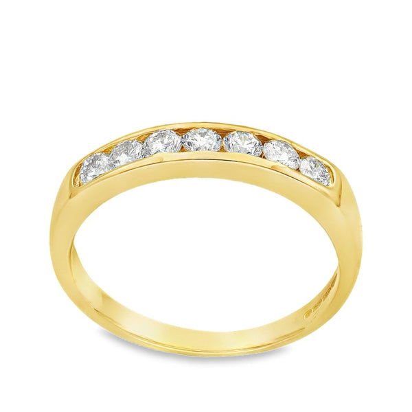 18ct Yellow Gold Diamond Half-Eternity Ring - Size S½ - 0.75ct