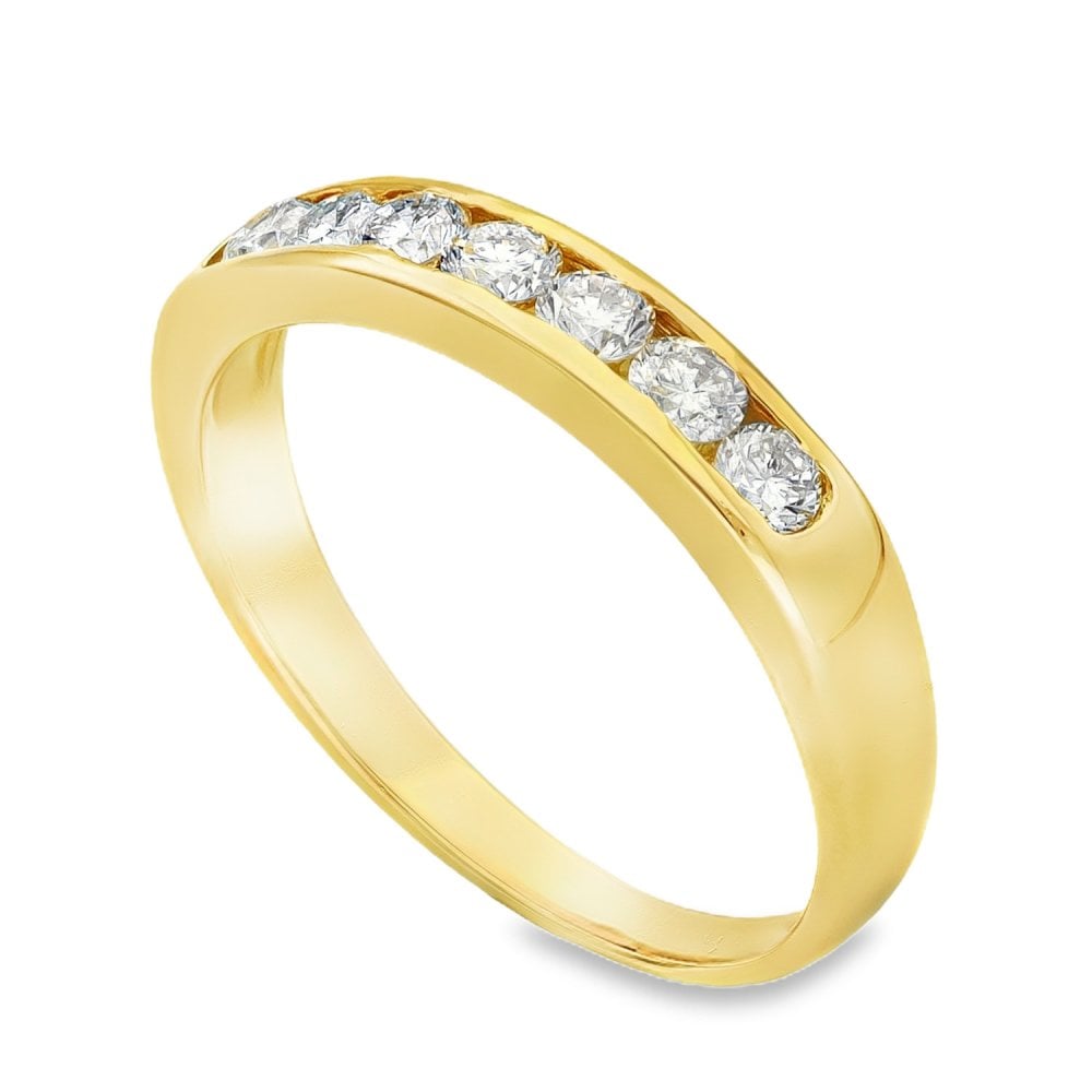 18ct Yellow Gold Diamond Half-Eternity Ring - Size S½ - 0.75ct