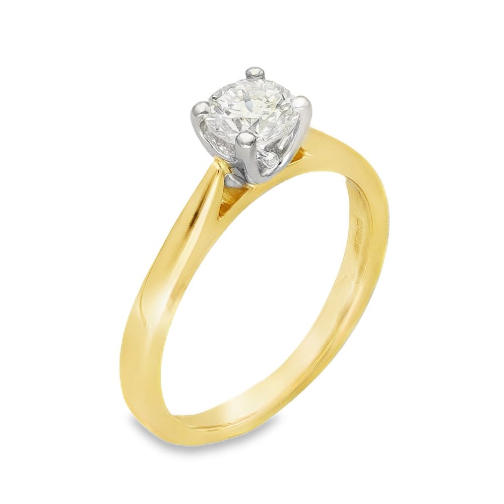 18ct Yellow Gold Diamond Solitaire Ring - Size K - 0.50ct