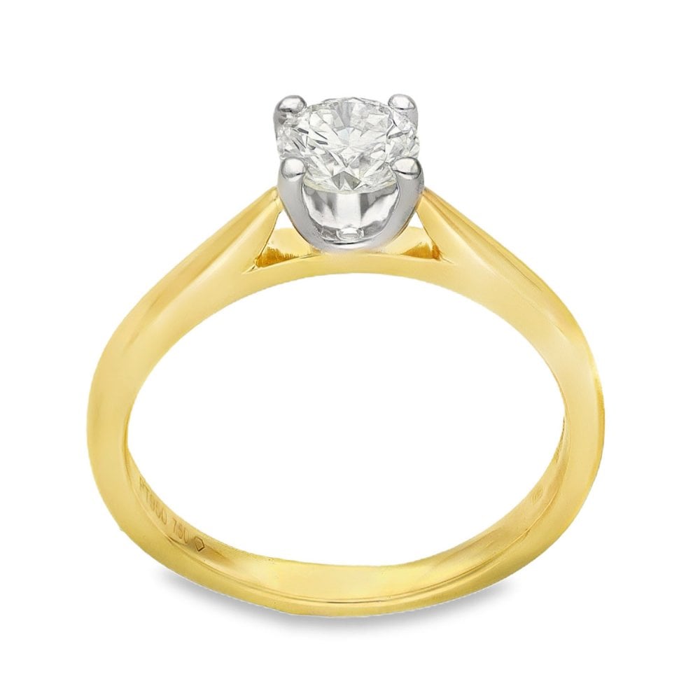 18ct Yellow Gold Diamond Solitaire Ring - Size K - 0.50ct