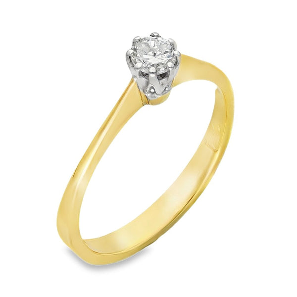 18ct Yellow Gold Diamond Engagement Ring - Size P - 0.24ct