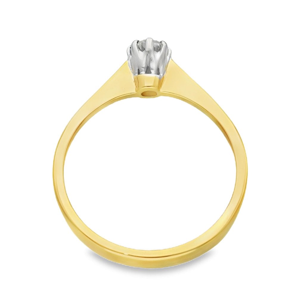 18ct Yellow Gold Diamond Engagement Ring - Size P - 0.24ct