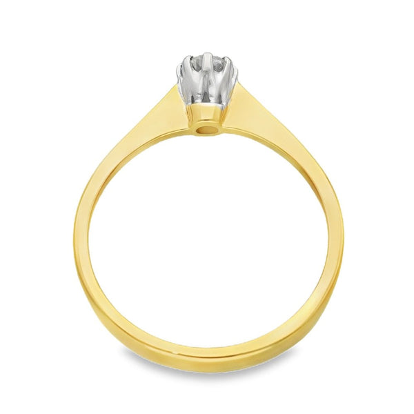 18ct Yellow Gold Diamond Engagement Ring - Size P - 0.24ct