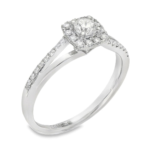 950 Platinum Diamond Cluster Ring - Size Q - 0.57ct