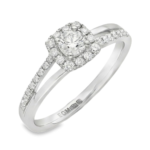 950 Platinum Diamond Cluster Ring - Size Q - 0.57ct