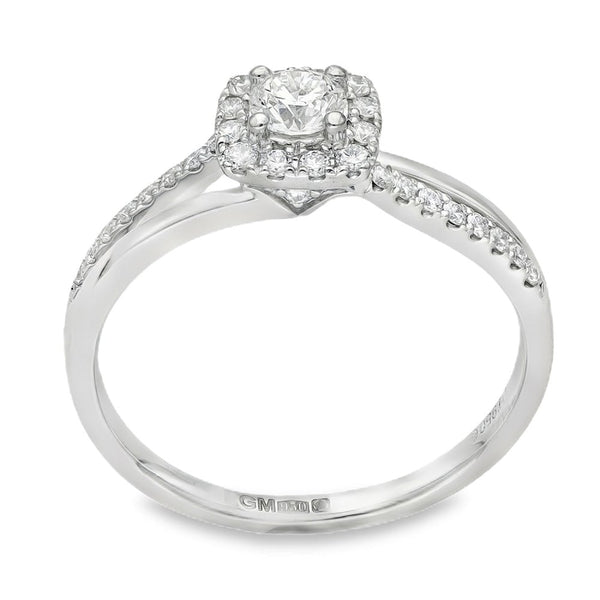 950 Platinum Diamond Cluster Ring - Size Q - 0.57ct