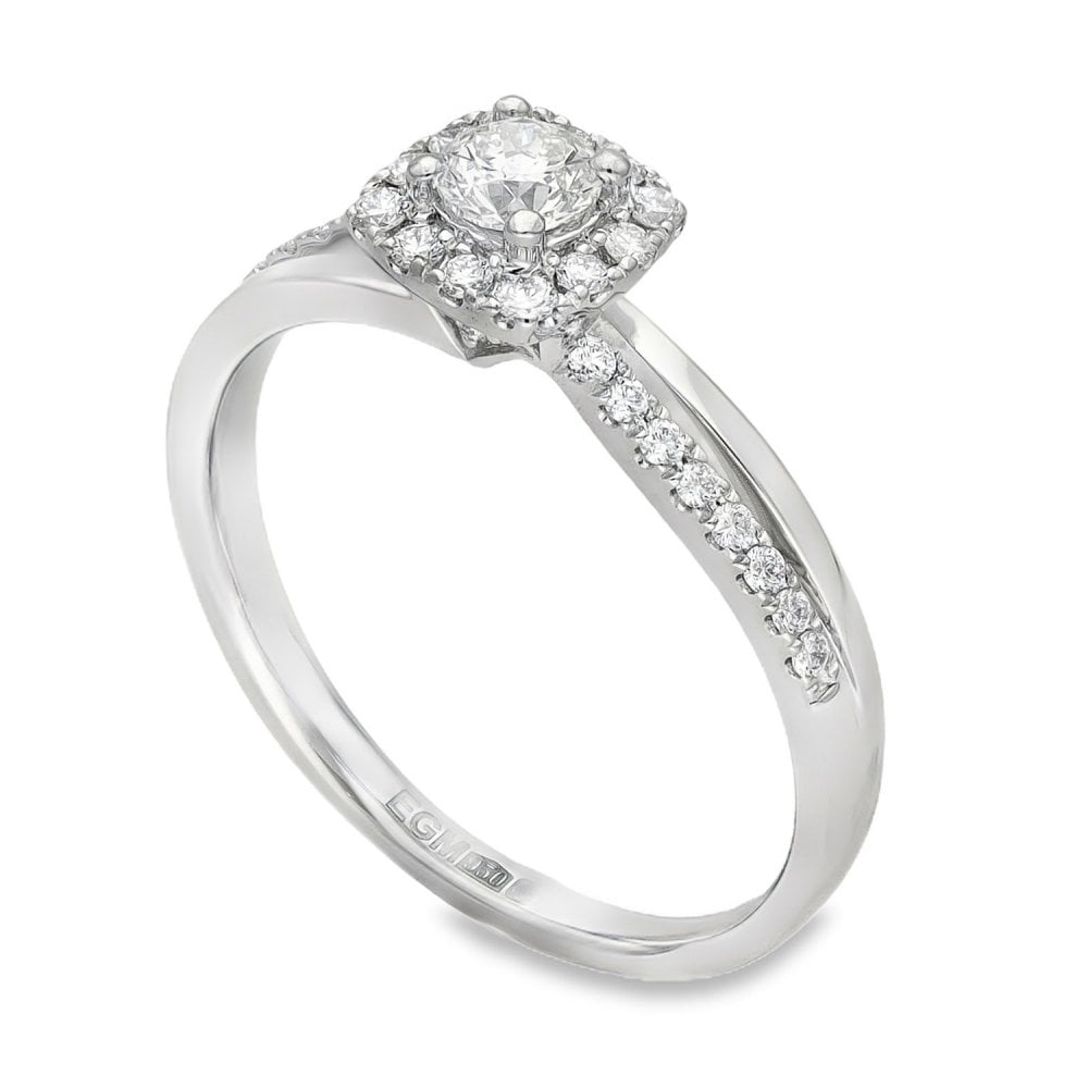 950 Platinum Diamond Cluster Ring - Size Q - 0.57ct
