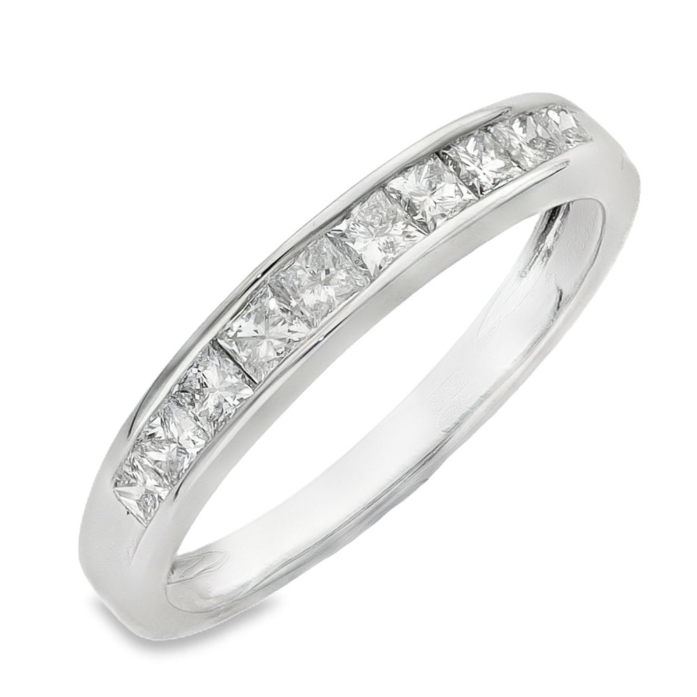 18ct White Gold Diamond Half-Eternity Ring - Size L - 0.50ct