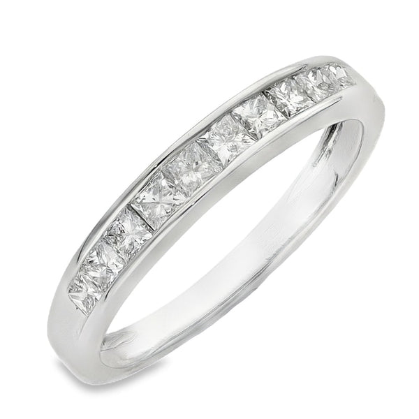 18ct White Gold Diamond Half-Eternity Ring - Size L - 0.50ct