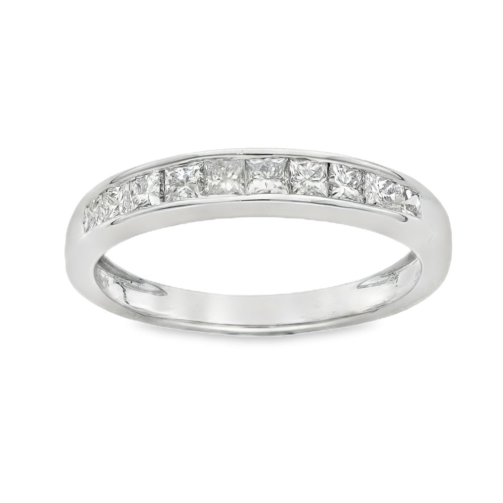 18ct White Gold Diamond Half-Eternity Ring - Size L - 0.50ct