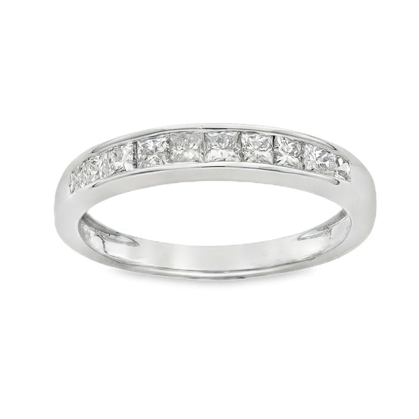 18ct White Gold Diamond Half-Eternity Ring - Size L - 0.50ct