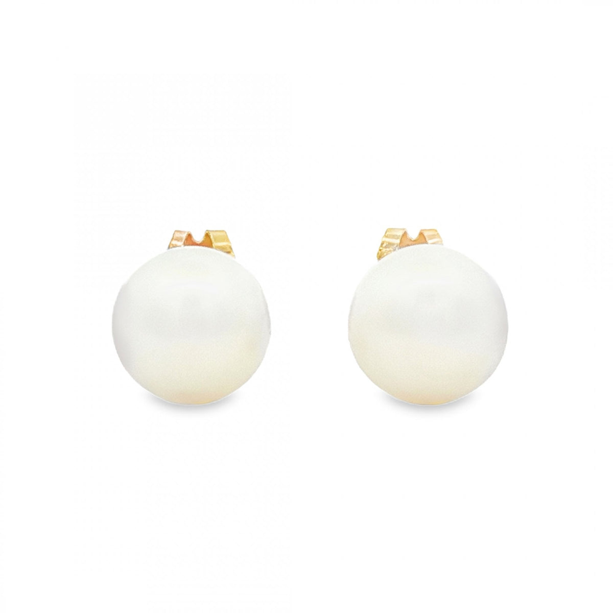 9ct Yellow Gold Pearl Stud Earrings - 8x8x8mm - 1.7g
