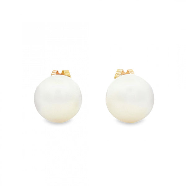9ct Yellow Gold Pearl Stud Earrings - 8x8x8mm - 1.7g