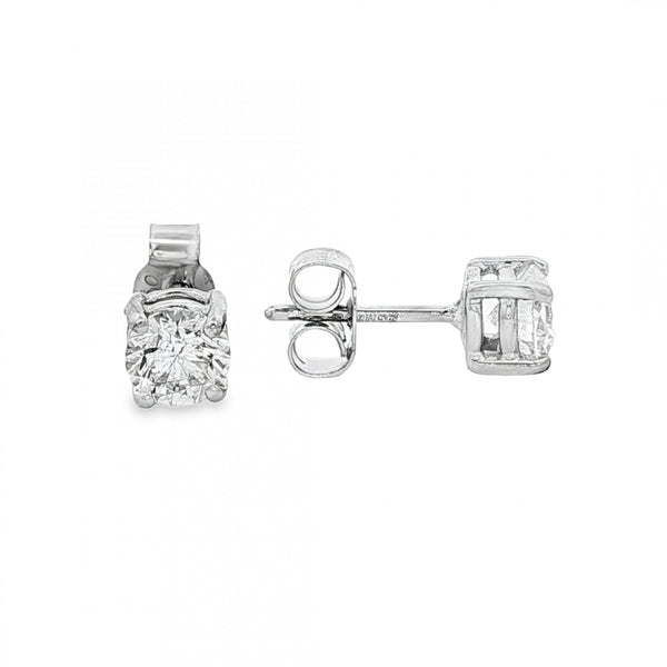 18ct White Gold Diamond Stud Earrings - 5x5mm - 0.78ct