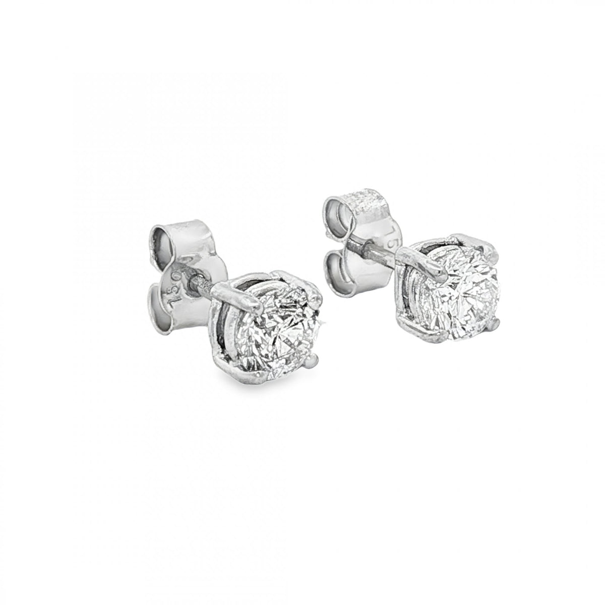 18ct White Gold Diamond Stud Earrings - 5x5mm - 0.78ct