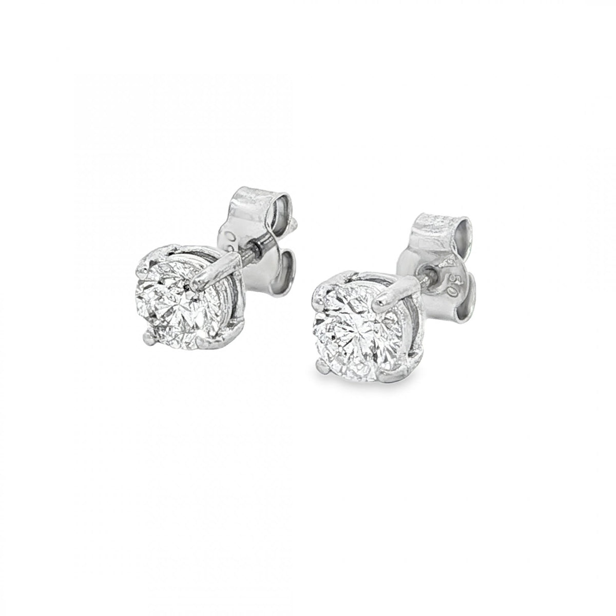 18ct White Gold Diamond Stud Earrings - 5x5mm - 0.78ct