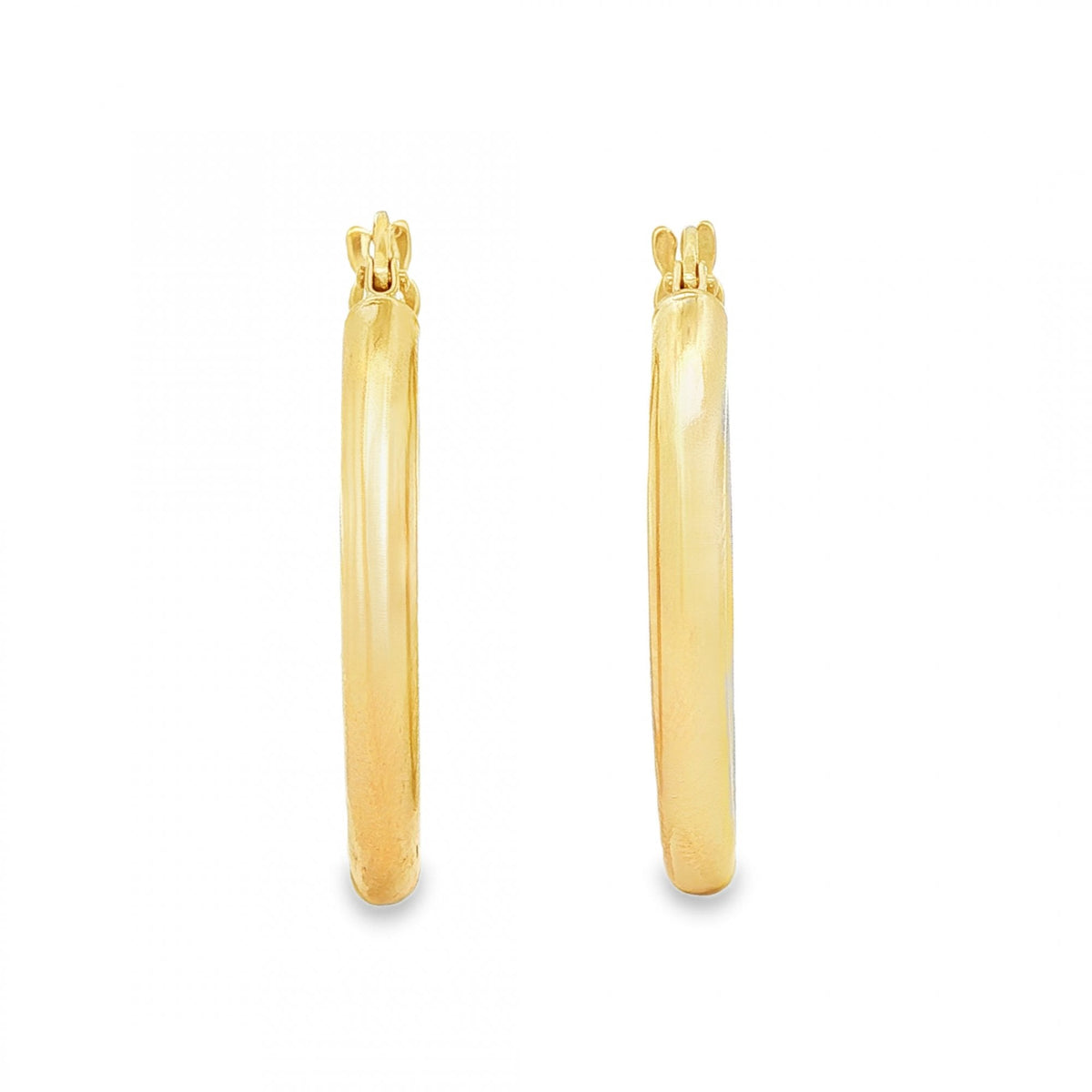 9ct Yellow Gold Oval Tube Hoop Earrings - 3x28x22mm - 1.9g