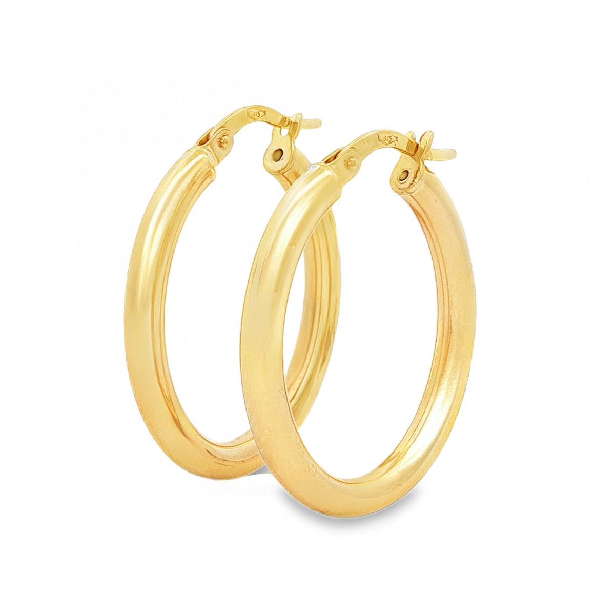 9ct Yellow Gold Oval Tube Hoop Earrings - 3x28x22mm - 1.9g