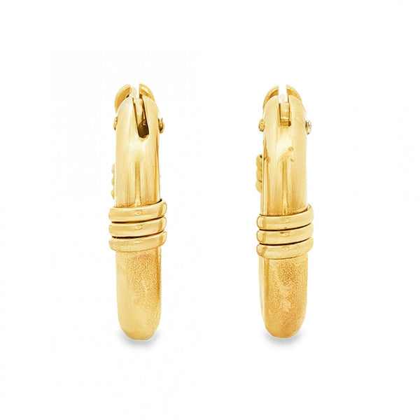 9ct Yellow Gold Tube Hoop & Wire Wrap Earrings - 5x22x24mm -3.2g