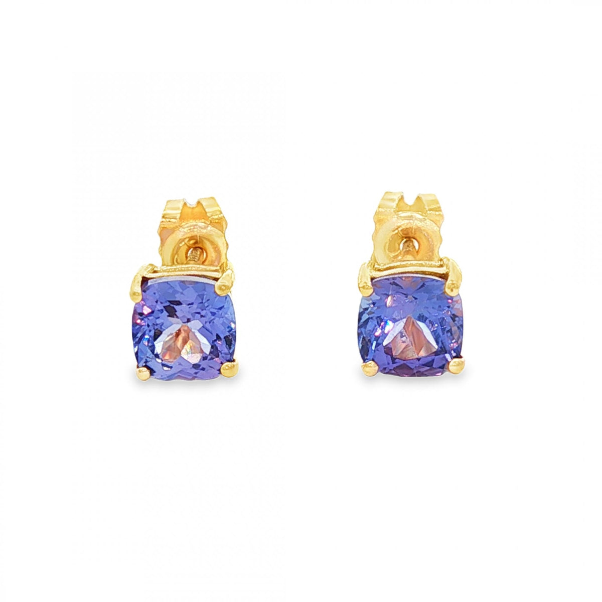 9ct Yellow Gold Tanzanite Stud Earrings - 5x5x5mm - 1.2g