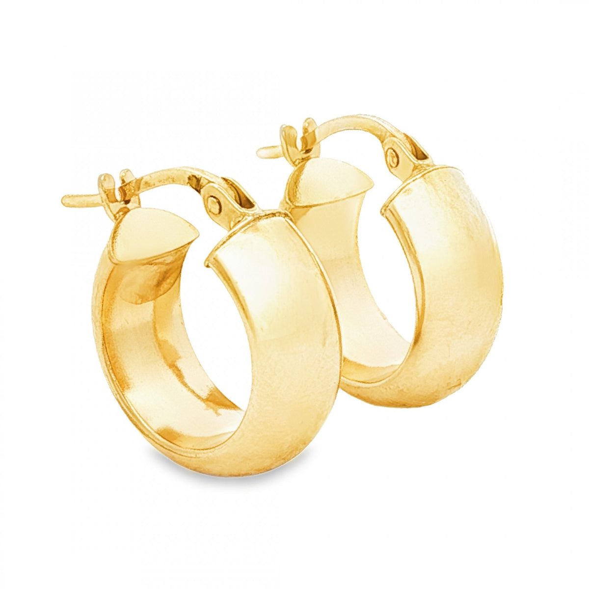 9ct Yellow Gold D-Shape Hoop Earrings - 6x15x14mm - 1.9g