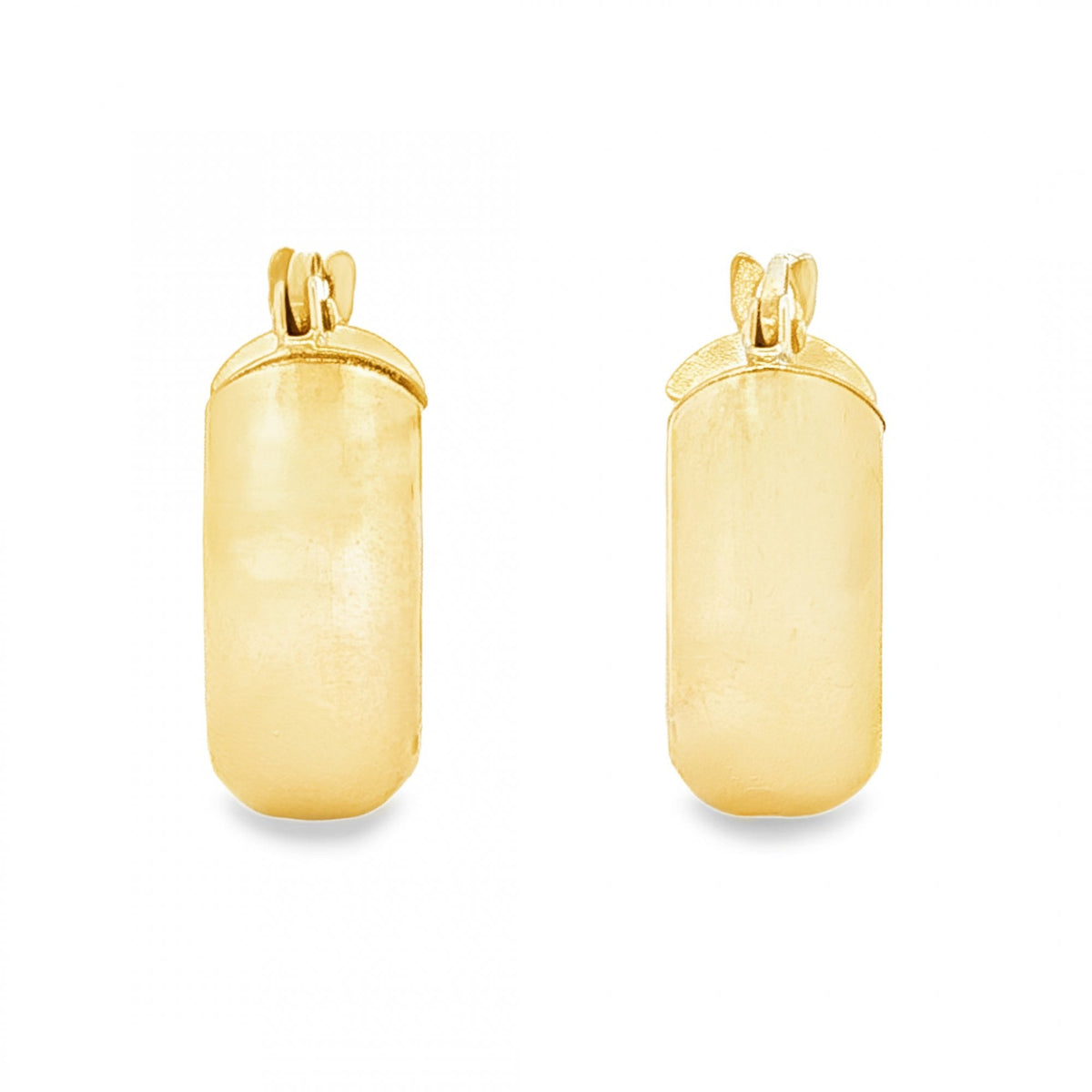 9ct Yellow Gold D-Shape Hoop Earrings - 6x15x14mm - 1.9g