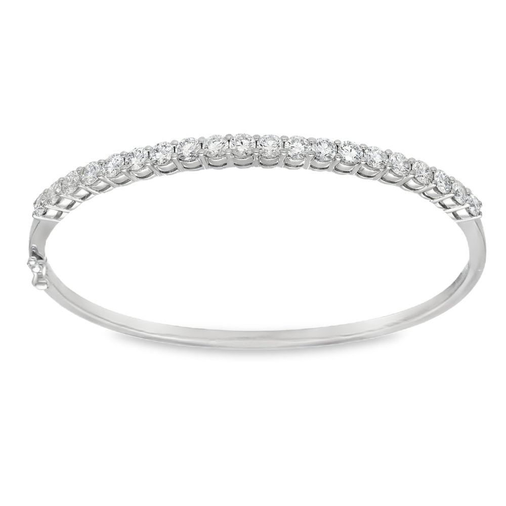 18ct White Gold Diamond Set Bangle - 17cm - 3.00ct