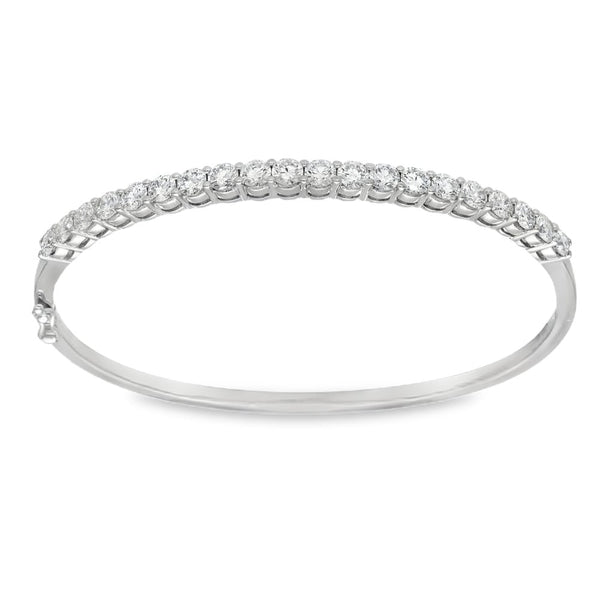 18ct White Gold Diamond Set Bangle - 17cm - 3.00ct
