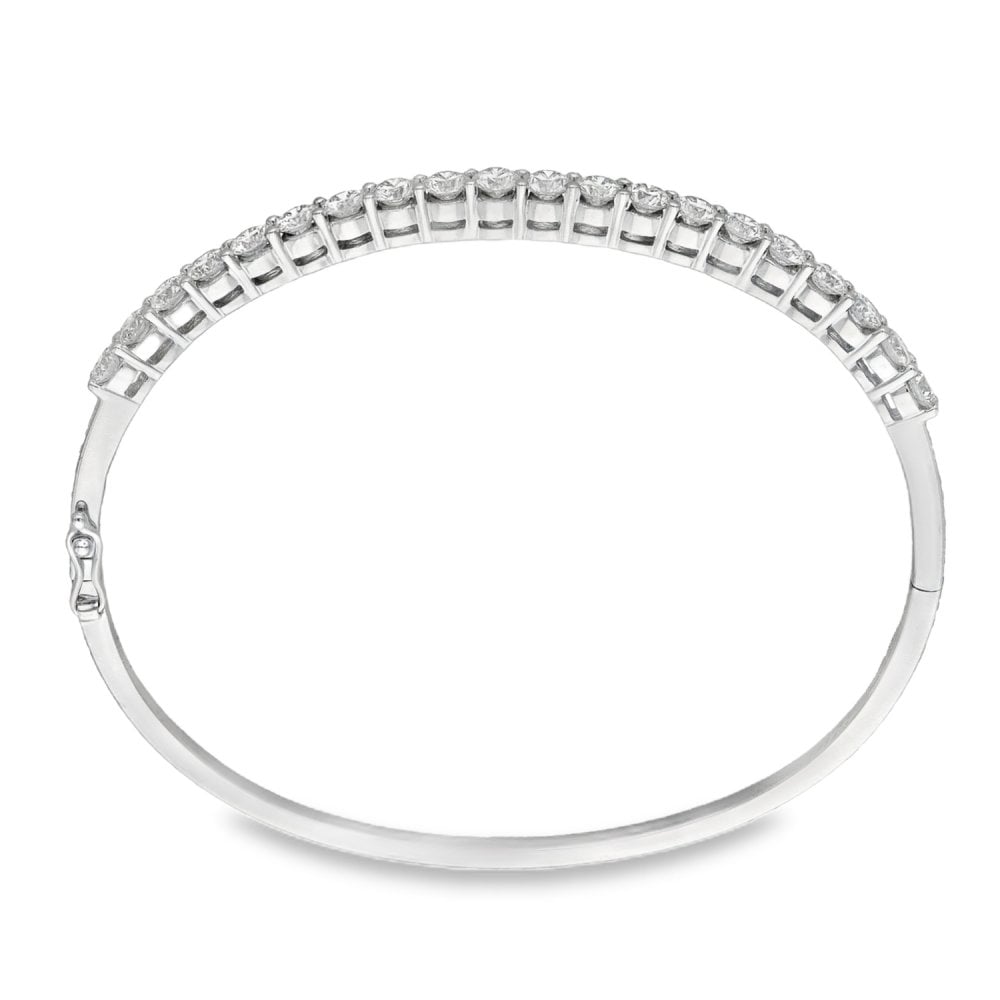 18ct White Gold Diamond Set Bangle - 17cm - 3.00ct