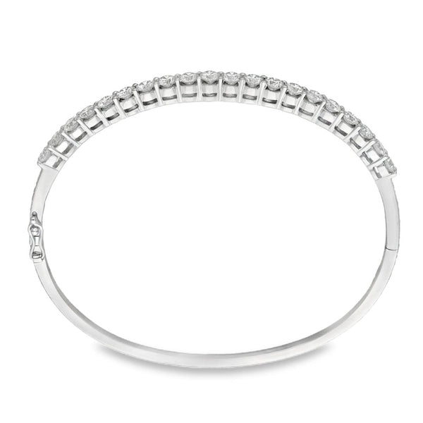 18ct White Gold Diamond Set Bangle - 17cm - 3.00ct