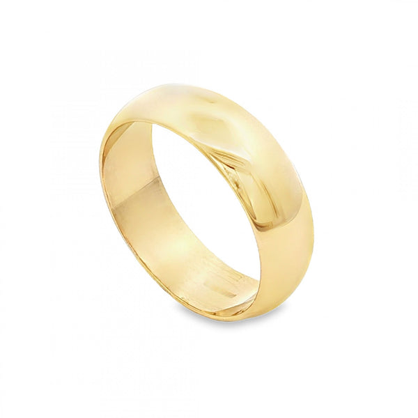 9ct Yellow Gold D-Shape Wedding Band - Size T½ - 7mm
