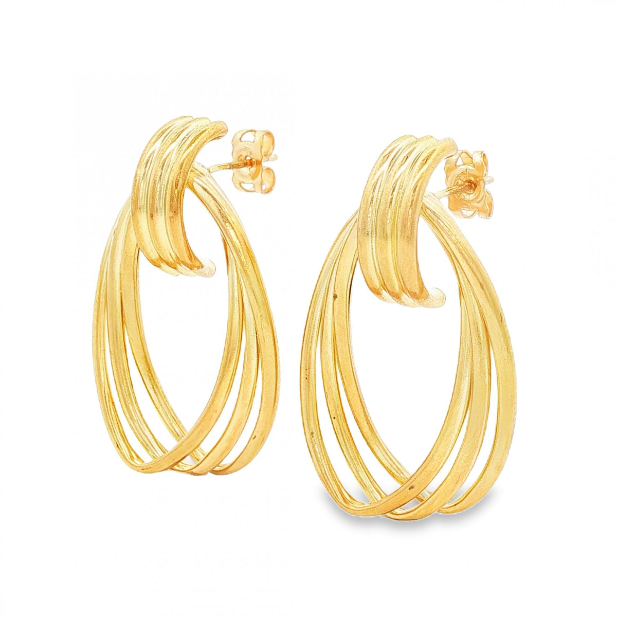 9ct Yellow Gold Oval Twist Knocker Earrings - 20x32x7mm - 4.0g