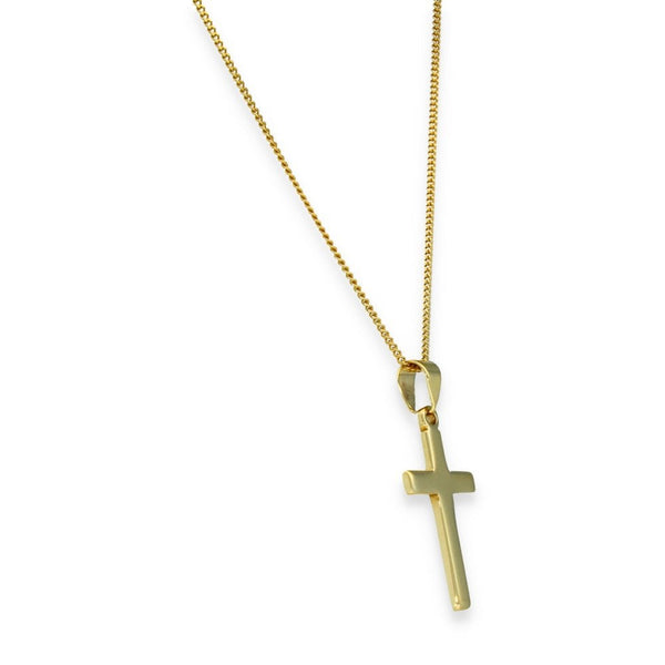 9ct Yellow Gold Plain Cross Pendant & Necklace - 20" - 6.0g