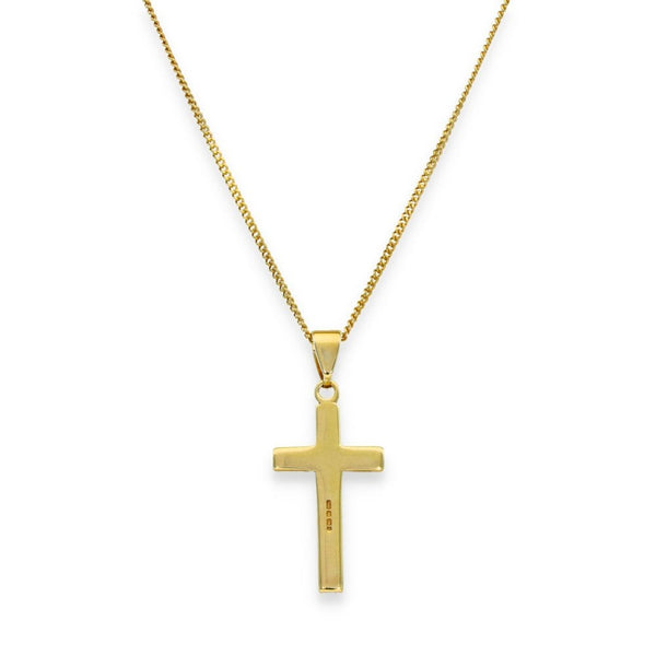9ct Yellow Gold Plain Cross Pendant & Necklace - 20" - 6.0g