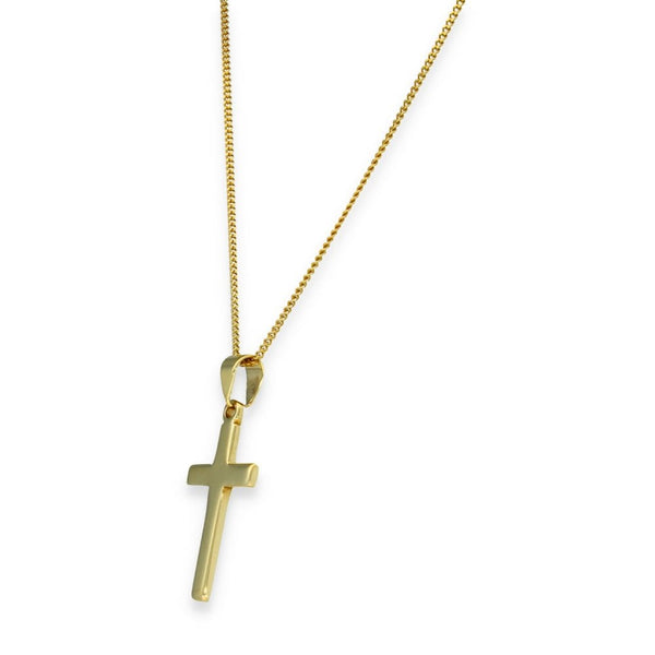 9ct Yellow Gold Plain Cross Pendant & Necklace - 20" - 6.0g