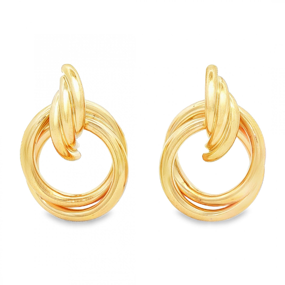 9ct Yellow Gold Large Knot Stud Earrings - 18x28x9mm - 3.7g