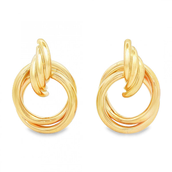 9ct Yellow Gold Large Knot Stud Earrings - 18x28x9mm - 3.7g